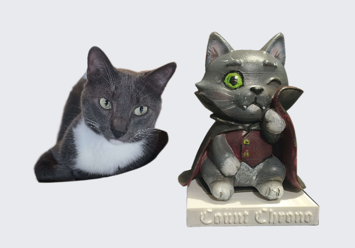 Gray Cat Fantasy Sculpture
